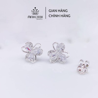 Bông Tai Bạc 3 Cánh Đính Đá Minh Canh Jewelry