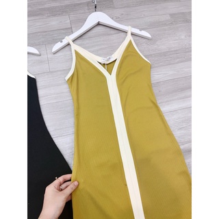 VÁY LEN CỔ V XẺ chất len tăm mặc mát, mịn