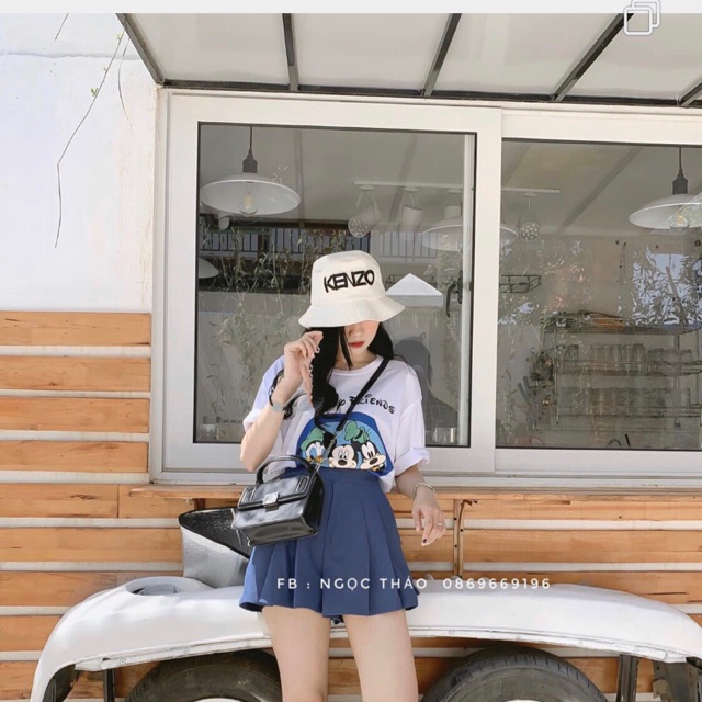 Áo phông giấu quần mix sooc ống váy