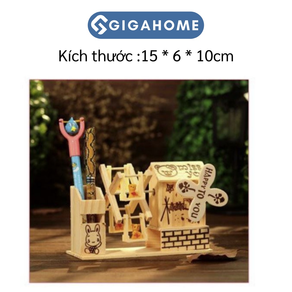 Hộp Nhạc Gỗ Có Ngăn Đựng Bút Cho Bé GIGAHOME Trang Trí Bàn Học 4624
