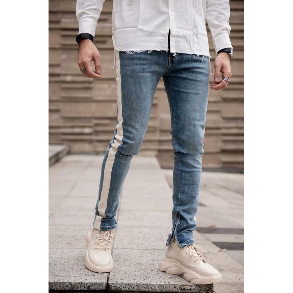 [ Kho Thời Trang ] QUẦN JEAN SKINNY ZIP RÁCH GỐI SIÊU CẤP CHẤT ĐẸP [ Quần Áo Phụ Kiện ]