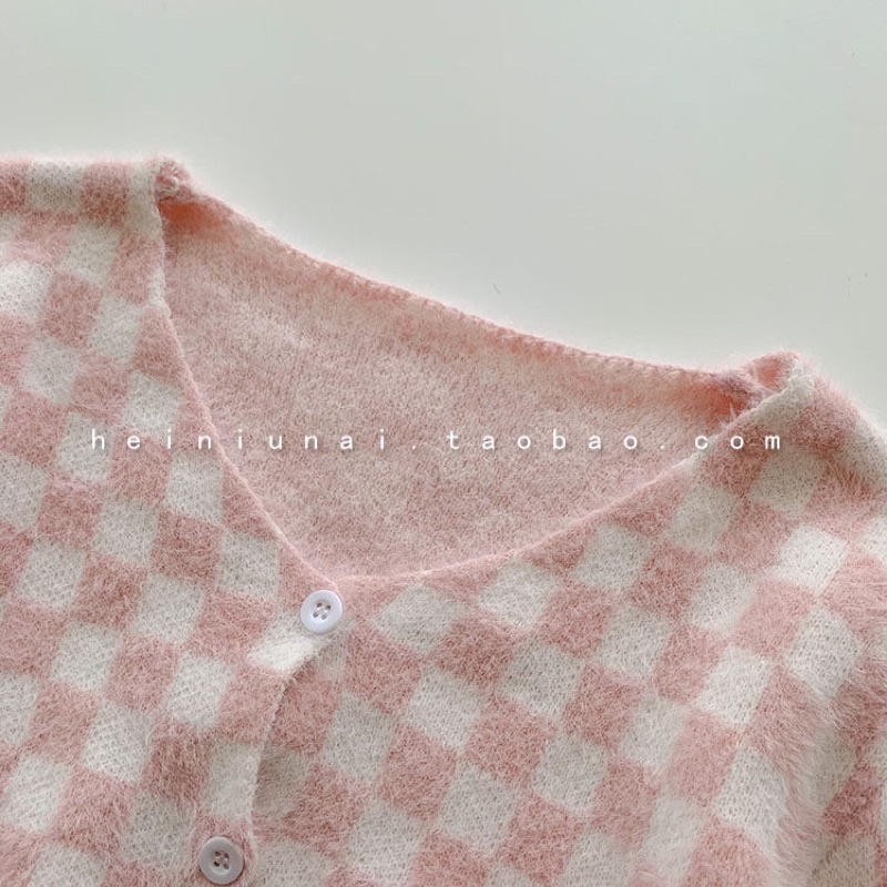 Áo cardigan kẻ ô vuông lông thỏ(có ảnh thật) | BigBuy360 - bigbuy360.vn