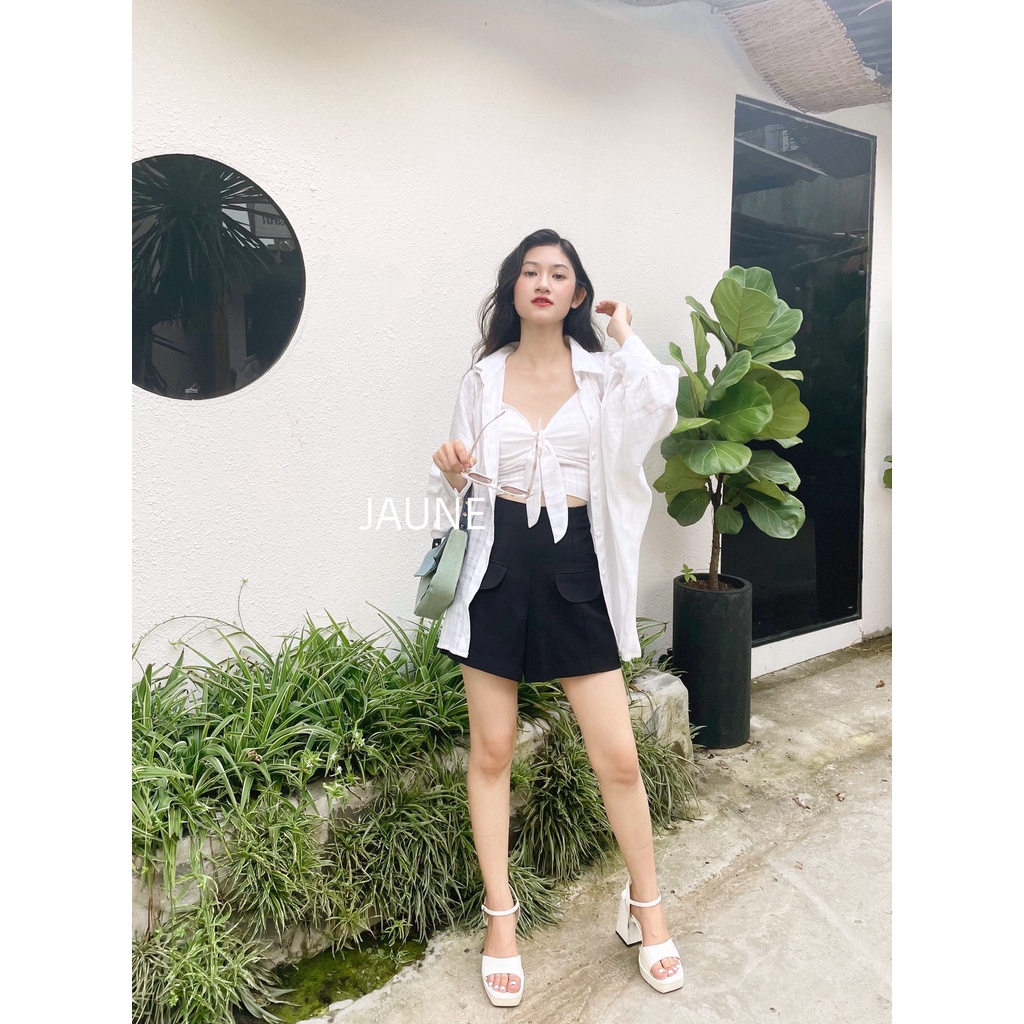 Áo sơ mi khoác ngoài kèm áo hai dây JAUNE- MONNY SET