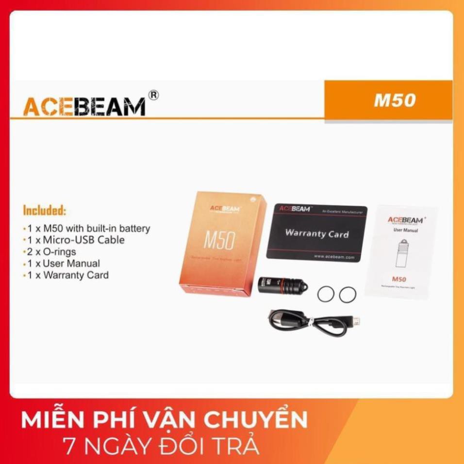 [BH 1 NĂM] ACEBEAM M50 - Đèn pin móc khóa mini cổng sạc USB