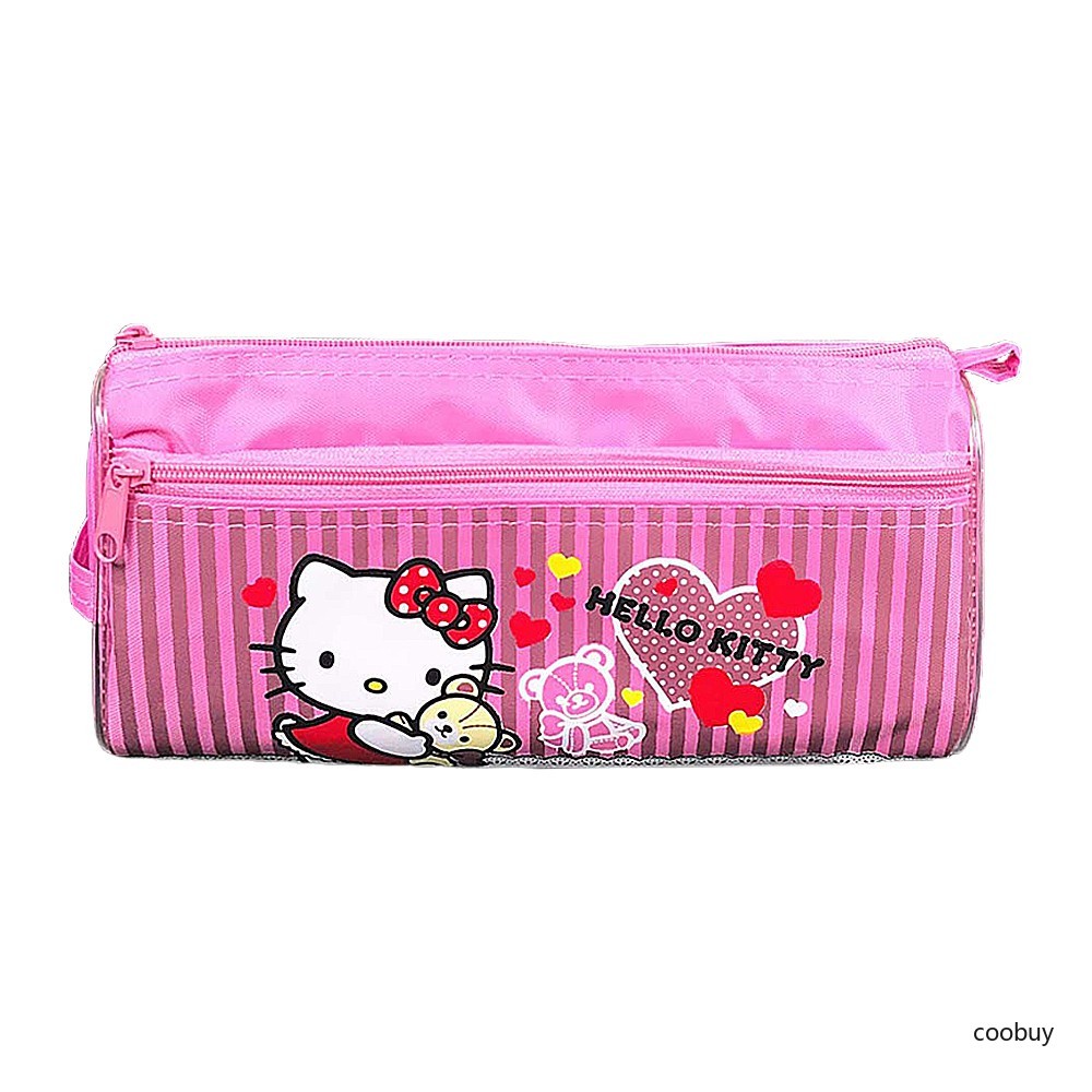 Túi đựng bút in hình mèo / Minion / Doraemon 2 ngăn đáng yêu