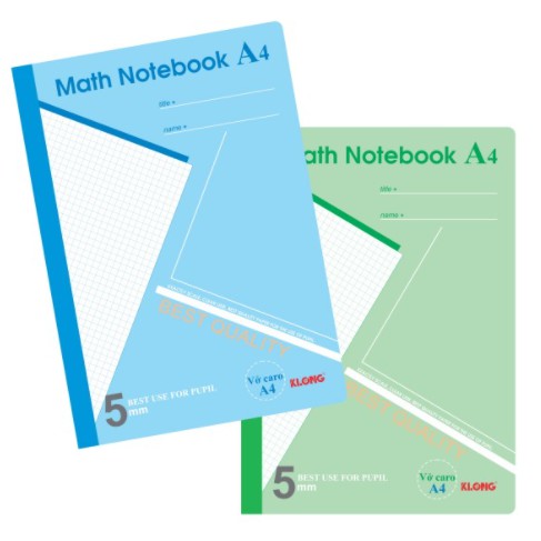 KLONG Sổ Caro 5X5 A4 Math Notebook - 200 trang; MS 298