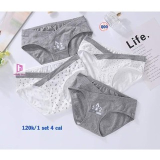 Set 4 quần cạp chéo bầu cute, trong túi zip, loại đẹp