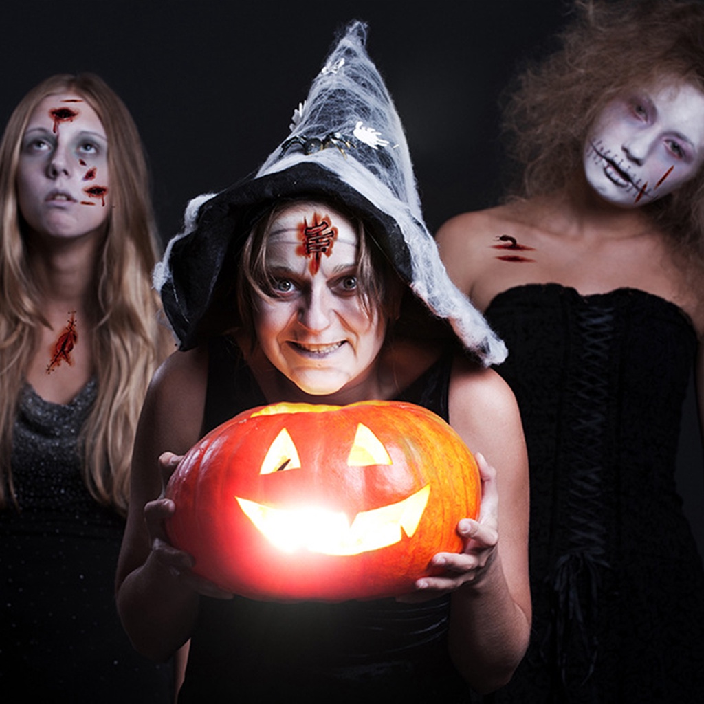 Bộ 10 Tấm Hình Xăm Dán Mặt Tạo Hiệu Ứng 3D Không Đau Dùng Hóa Trang Halloween