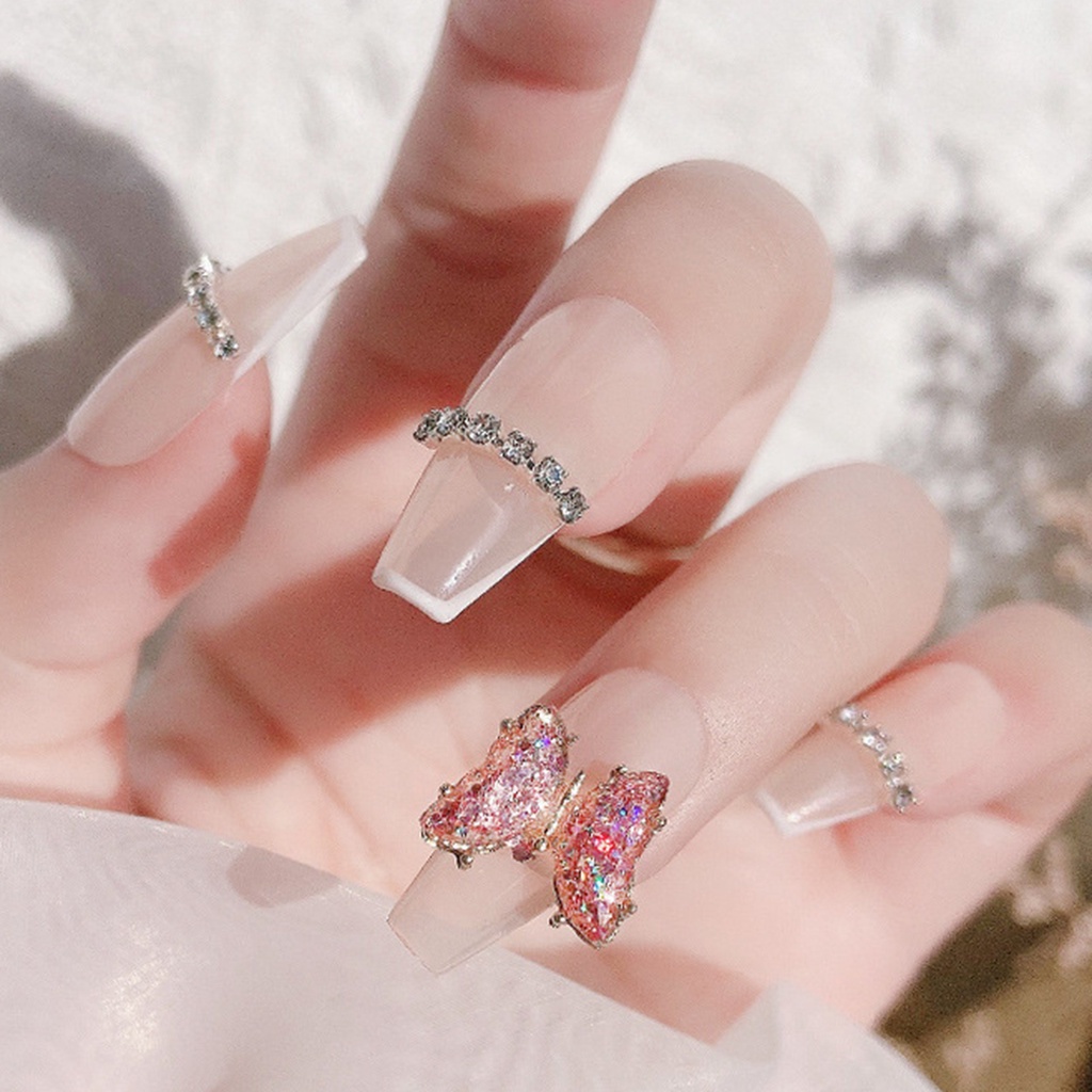 Miếng Dán Trang Trí Móng Tay Hình Bướm 3D Bằng Hợp Kim Sang Trọng Dành Cho Nữ