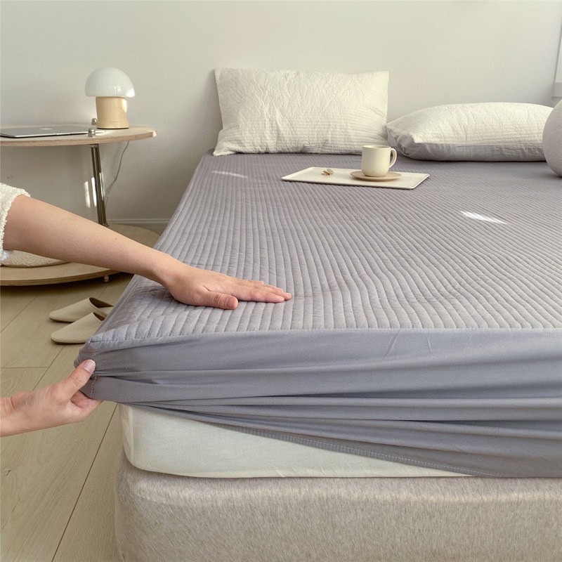 40 Thread Count Twill pure cotton quilted fitted sheet Korean pure color cotton sandwiched bedspread Simmons protective cover mattress cover 9icy