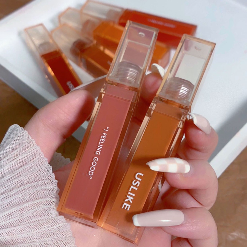 Son Bóng Dưỡng Ẩm Màu Nude Cam Hồng Tạo Hiệu Ứng Gương