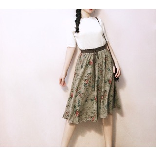 Chân váy xoè hoa hồng vintage