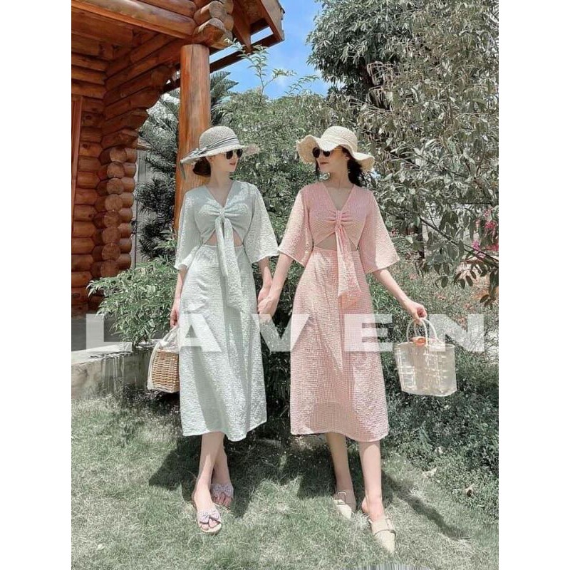 ĐẦM CARO XỐP HỞ EO 🌺🌸🌼☀🎉🌻