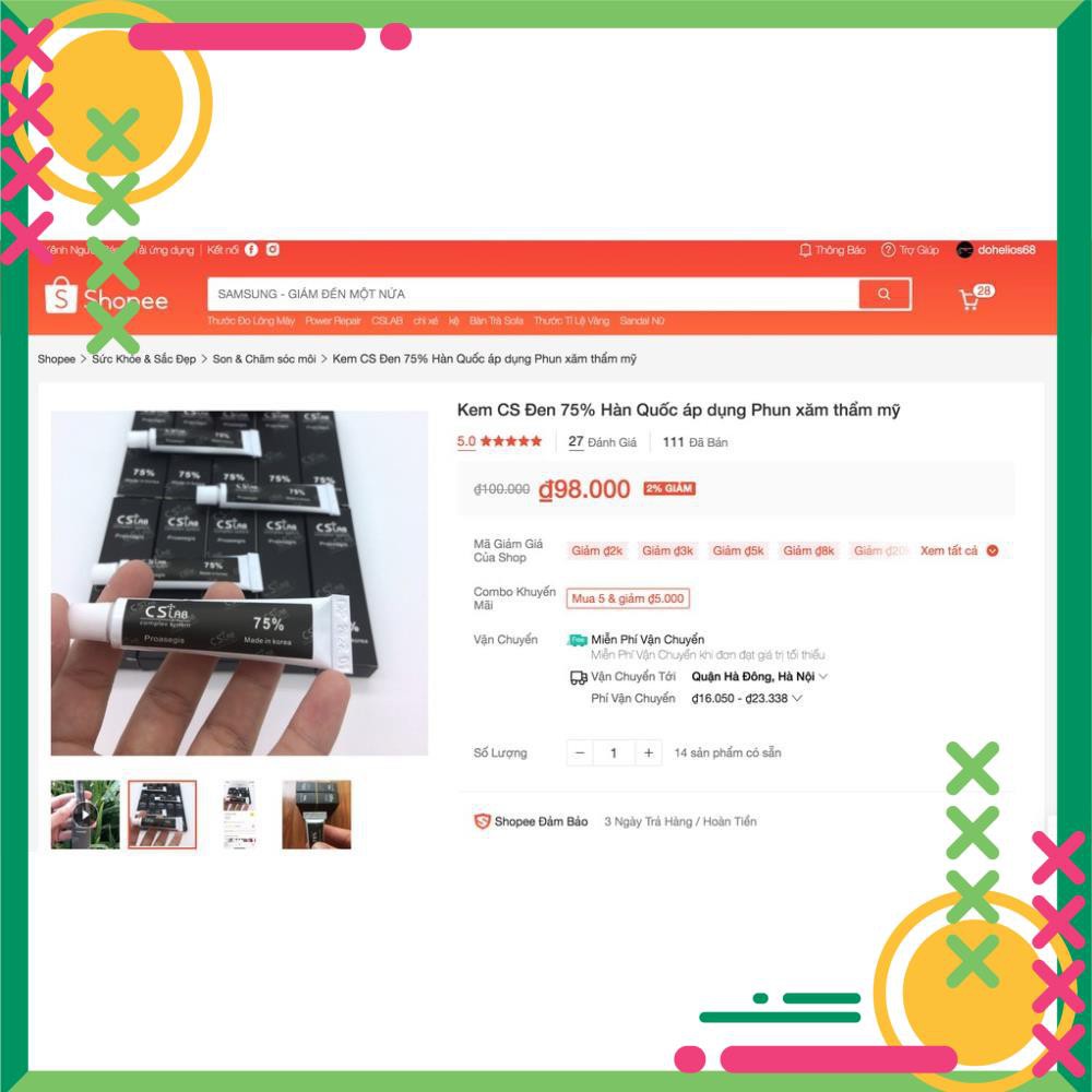 ComBo 5 Tuýt ⇉ CS lab Đen ⇉ Phun xăm Thẩm Mỹ