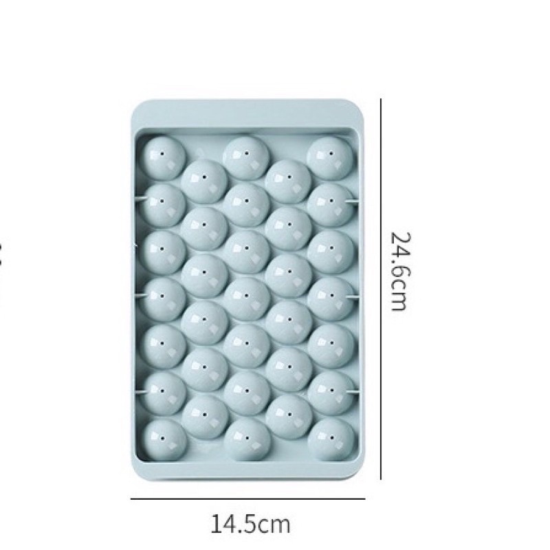 Khay đá tròn tủ lạnh 33 viên, khuôn làm đá có nắp đậy thông minh hình bi K-House Smart