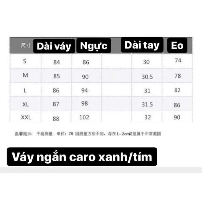 [Hàng ord] - Váy caro xanh/ tím (Ảnh thật + bảng size ở cuối) | BigBuy360 - bigbuy360.vn