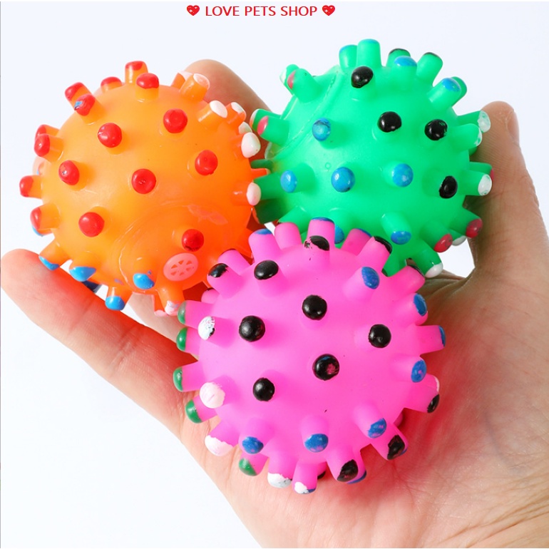 ĐỒ CHƠI GẶM CHO CHÓ MÈO, QUẢ CẦU GAI CÓ KÈN KÊU 6.5CM - LOVE PETS SHOP