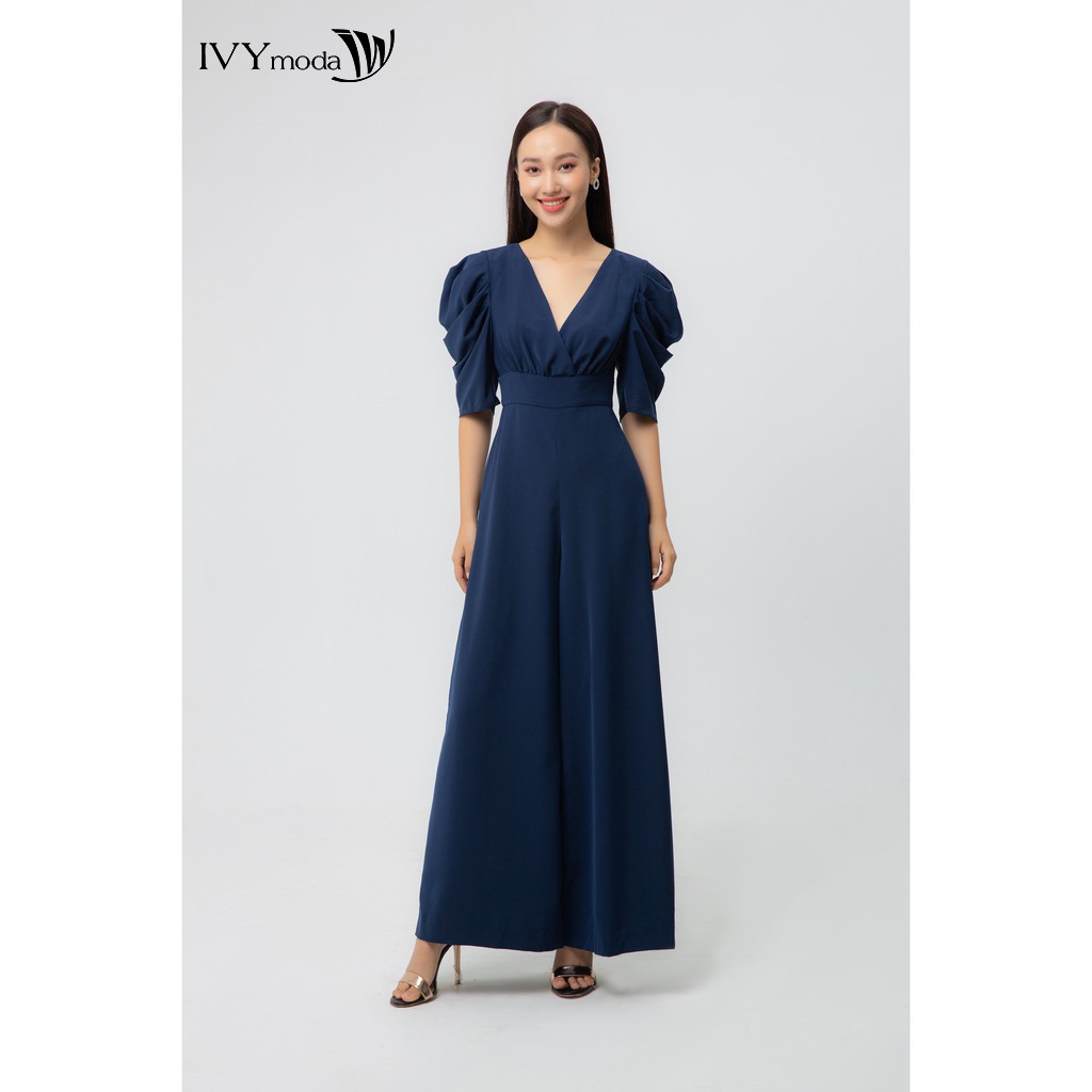 Áo liền quần cổ V họa tiết IVY moda MS 18M5473