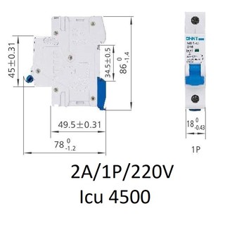Át tép Atomat Aptomat MCB Áp tép cầu dao  Icu 4500A Chint 1P 220V eB-63