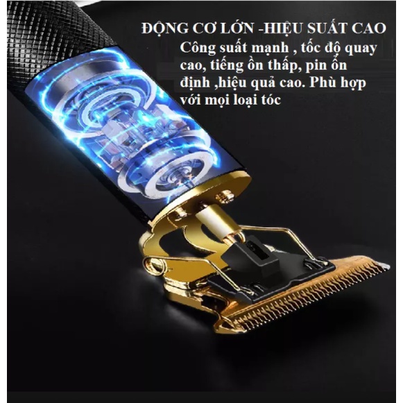 Tông Đơ Cắt Tóc, Chấn Viền VINTAGE-T9 Nhỏ Gọn, Sạc Điện, Pin Bền Đa Năng-BEAUTY AND TECH