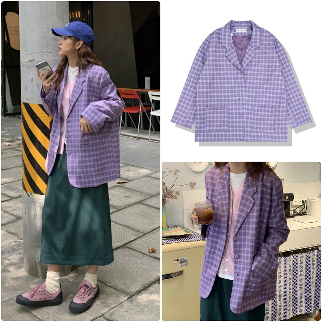 Áo Blazer caro tím (C60) – Hàng order