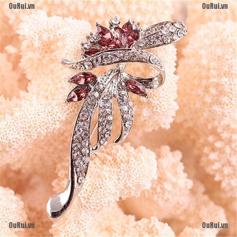 Ghim Cài Áo Đính Đá Thiết Kế Thanh Lịch Cho Nữ