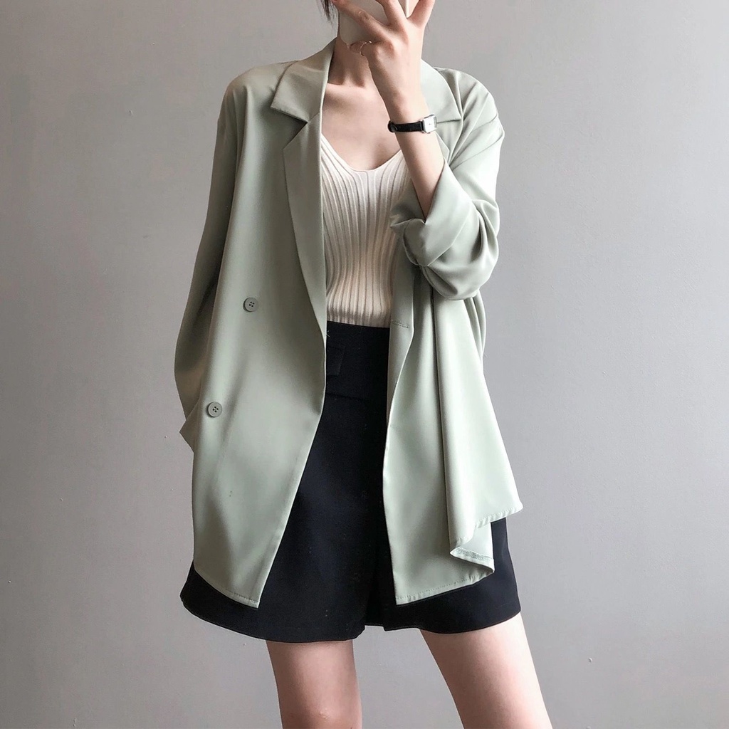 Jiashucheng Áo Khoác Blazer Chất Liệu Chiffon Mỏng Dáng Rộng Cao Cấp Thời Trang Theo Phong Cách Anh Cho Nữ