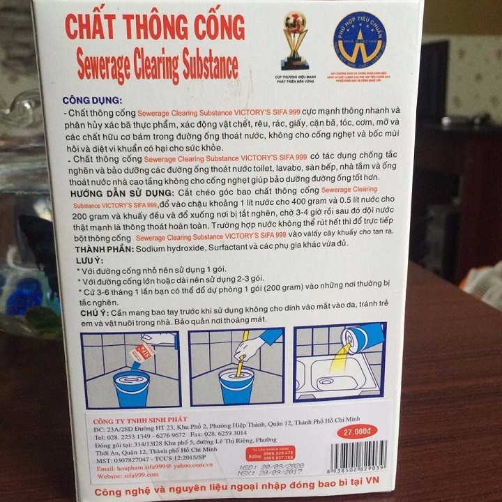 Bột Thông Tắc Cống Cực Mạnh Chống Hôi 200g Sifa – chăm sóc nhà cửa – chất tẩy và khử mùi – thông tắc cống