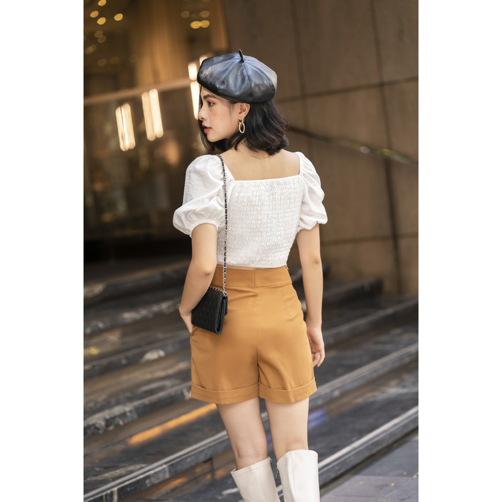 Quần Short Kaki Nâu Có Lê Vê - HOO DESIGN
