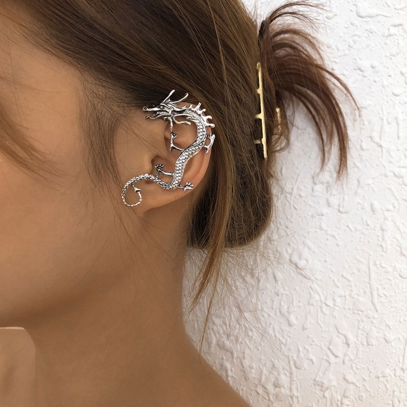 Bông Tai Dạng Kẹp Hình Rắn Và Hoa Hồng Phong Cách Gothic Cổ Điển Cho Nam Và Nữ