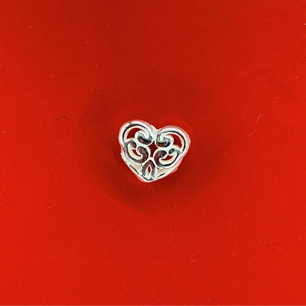 Charm bạc nối trái tim có hoa văn - Charm Bạc 925 - Mã CB257