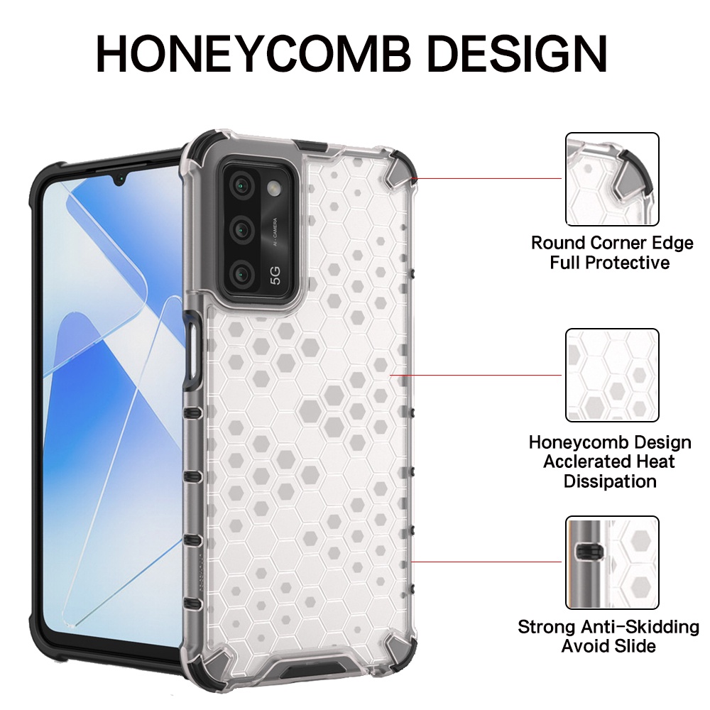 Ốp Điện Thoại PC Cứng Chống Sốc Họa Tiết Tổ Ong Trong Suốt Cho OPPO A73 A74 A76 A93 A94 A95 A96 A97