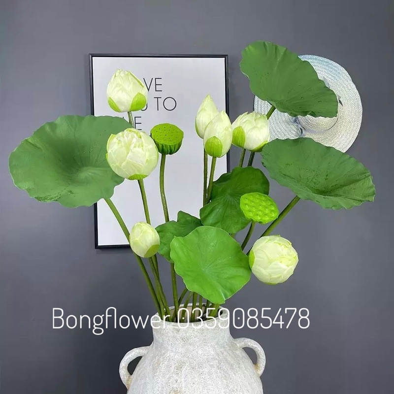 Hoa giả - hoa sen giả dài 85cm giống thật đến 99,9% decor siêu xinh