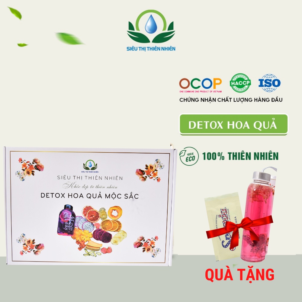 Trà Detox Hoa Quả Sấy Khô SIÊU THỊ THIÊN NHIÊN Giúp Giảm Cân, Làm Đẹp Da Thon Gọn Vóc Dáng Hộp 30 Gói - Tặng kèm bình
