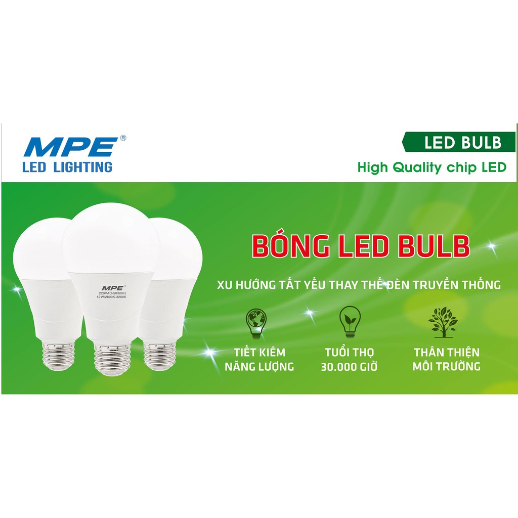 Bóng đèn LED Bulb 12W MPE (Trắng/ Vàng)