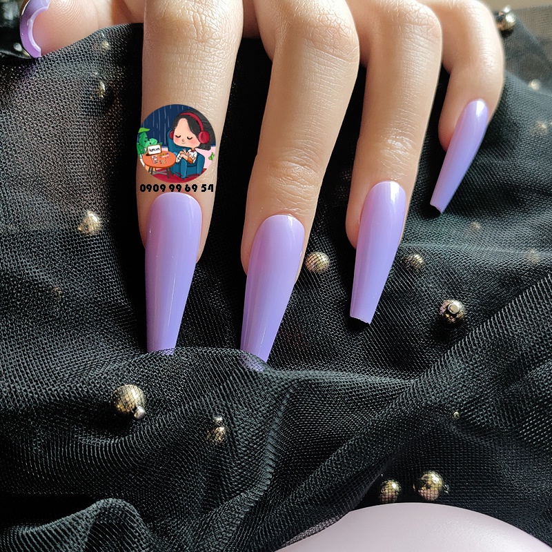 [ 1169 - 23 TÍM SEN ] MÓNG CỨNG - SƠN BÓNG - Phom Thang Dài Xtra [Tặng Miếng Dán Và Dụng Cụ] Lẻ