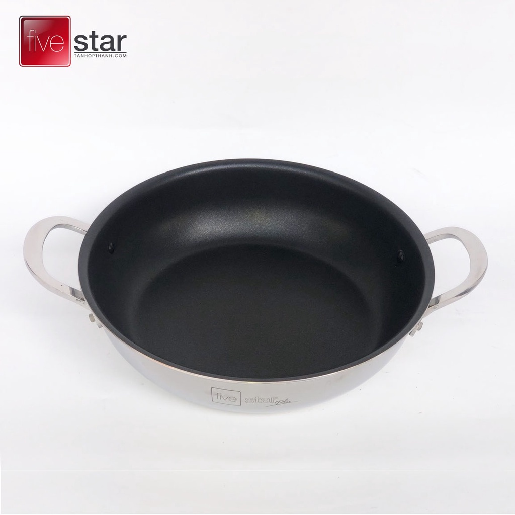 Chảo Chống Dính Inox 2 Quai Đáy Liền Fivestar Plus Đường Kính 26cm - Hàng Chính Hãng, Bảo Hành 5 Năm ( nấu được bếp từ)