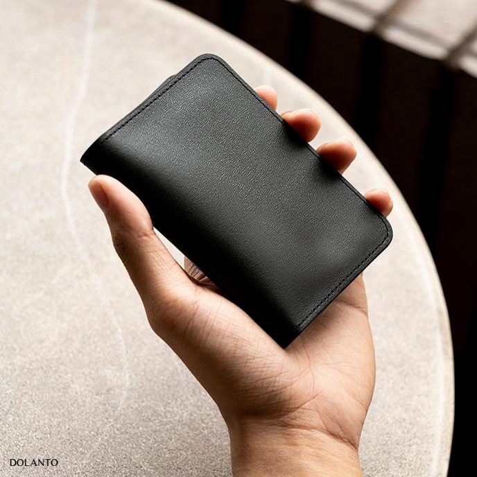 VÍ ĐỰNG THẺ MINI Cardholder FEATHERS Da Thật Nhập Khẩu Cao Cấp Unisex Thương Hiệu DOLANTO