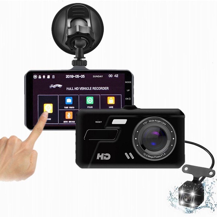 Camera hành trình ô tô - chất lượng full HD - 1080 ghi hình trước sau, có cảm ứng