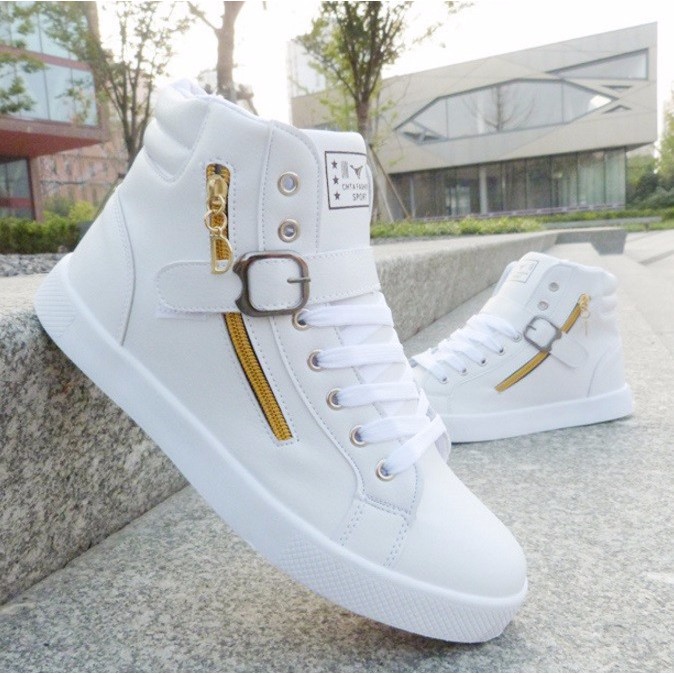 Giày sneaker cao cổ nam khóa cạnh