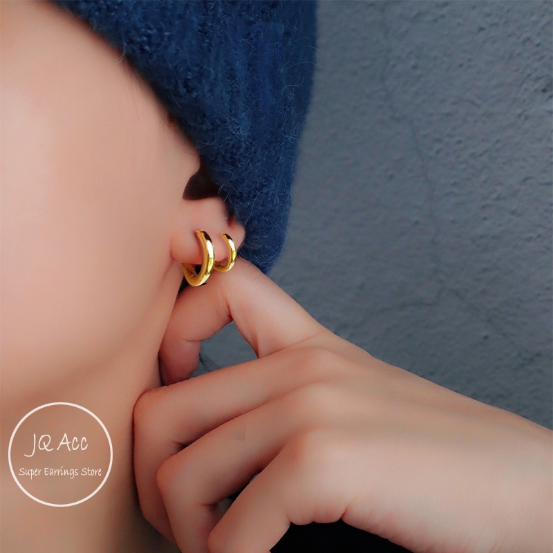 Bông Tai Titan Nữ Bộ Khuyên Tai Tròn Bằng Thép Titan Không Gây Dị Ứng Thời Trang Cho Nữ