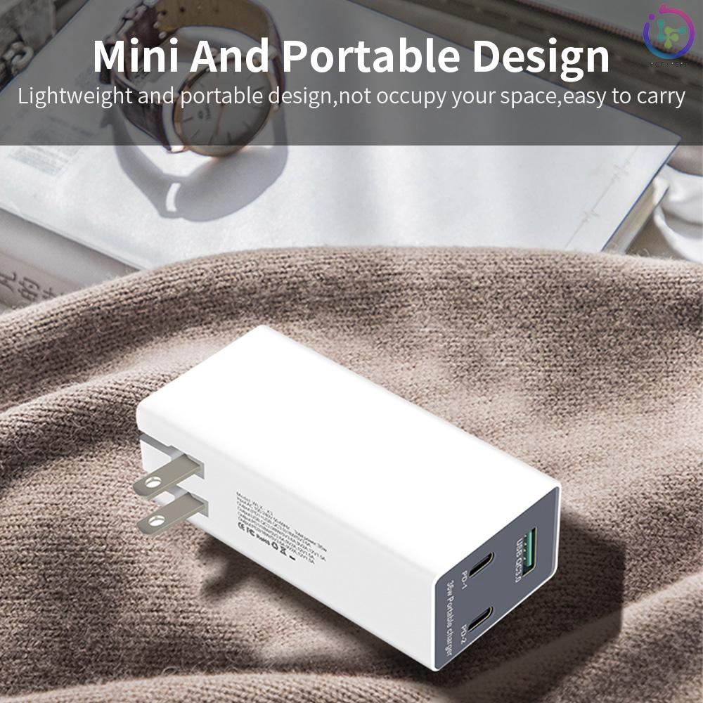 WLX-X3 3 Port USB+Type-C Charger Dual PD+QC3.0 Adapter Quick Charge Portable Charger Head for Tablet/Phone UK Plug