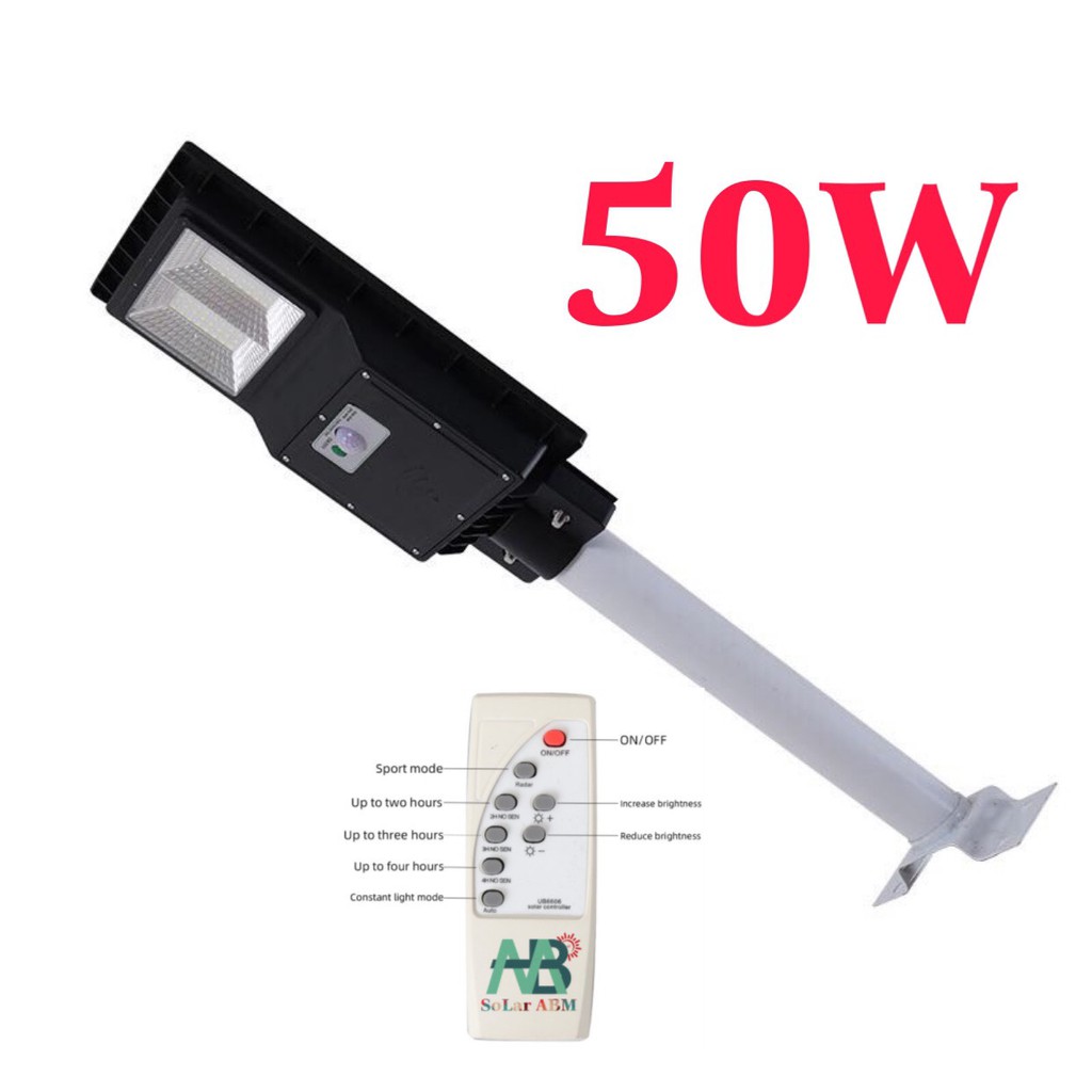 50W ĐÈN ĐƯỜNG NĂNG LƯỢNG MẶT TRỜI , TẤM PIN LIỀN THỂ , IP67 CHỐNG NƯỚC ABM Solar