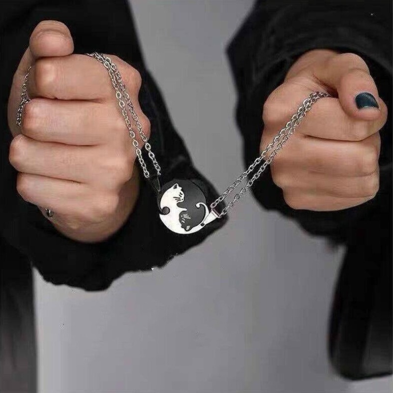 Vòng cổ thép không gỉ mặt hình mèo dễ thương dành cho cặp đôi