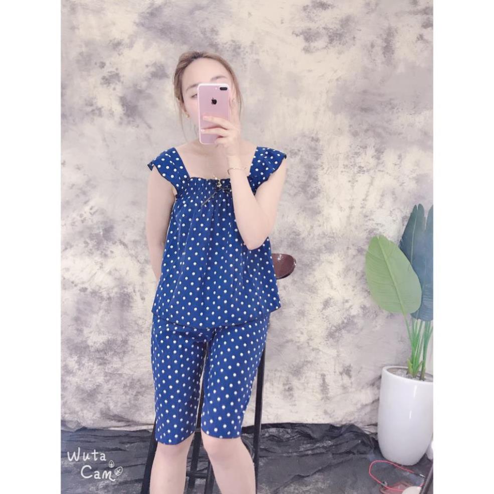 Sét bộ lửng chấm bi tay cánh tiên 39-56kg chất lụa hàn 😍 ' ;