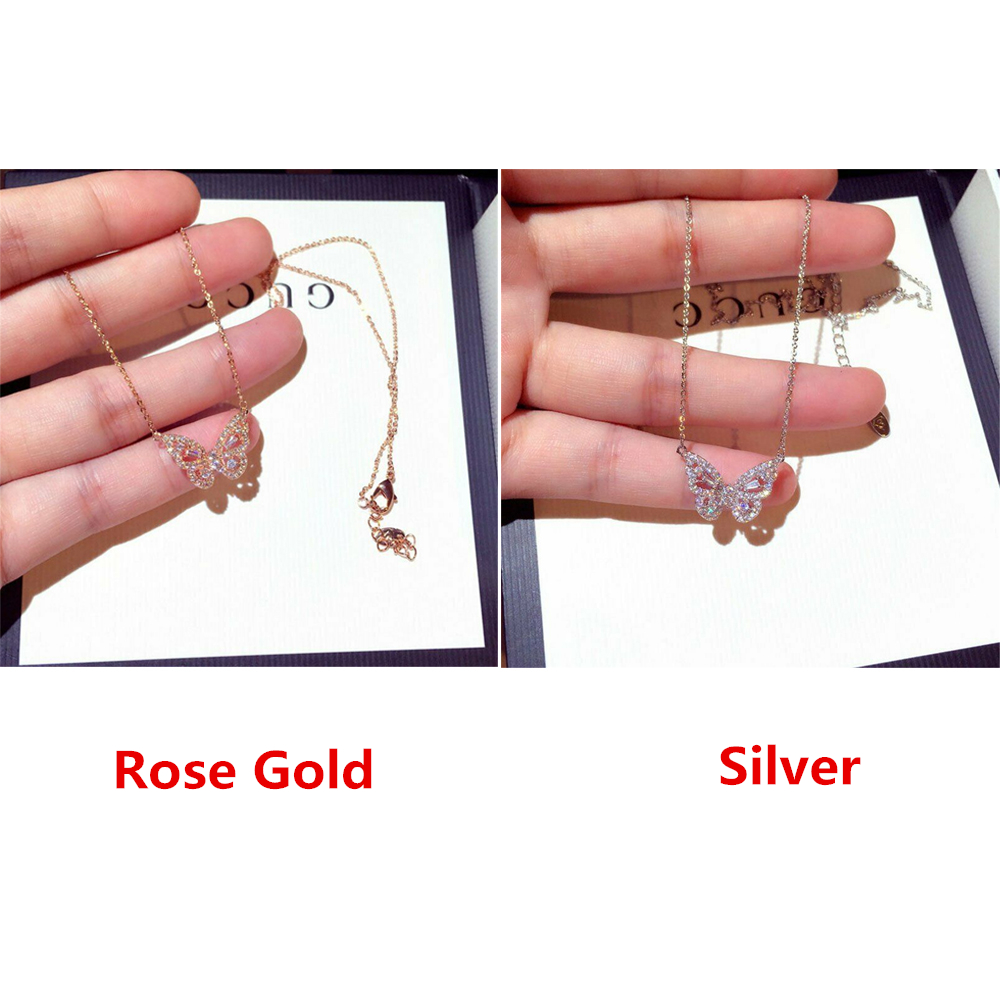 Dây chuyền thiết kế mặt hình bướm đính đá zircon phong cách boho làm quà tặng Valentine xinh xắn cho nữ