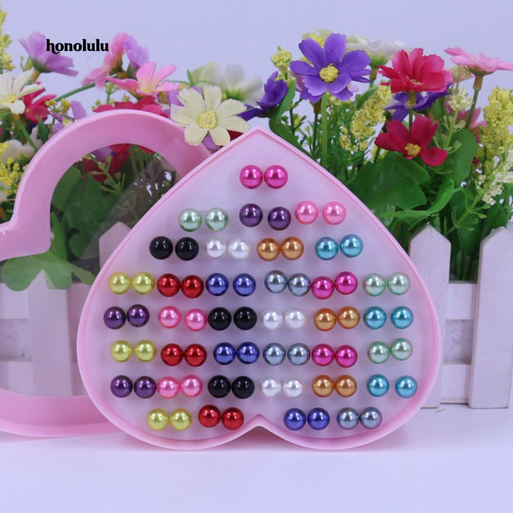 Set 36 Đôi Bông Tai HạT NgọC Trai Giả NhiềU MàU SắC Dễ Thương