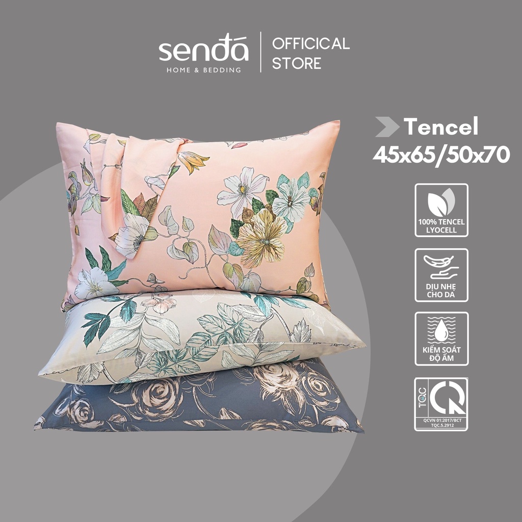 Vỏ gối nằm lụa TENCEL SEN ĐÁ 50x70 45x65 cm họa tiết, áo gối cao cấp bảo vệ làn và mái tóc, không tích điện | BigBuy360 - bigbuy360.vn