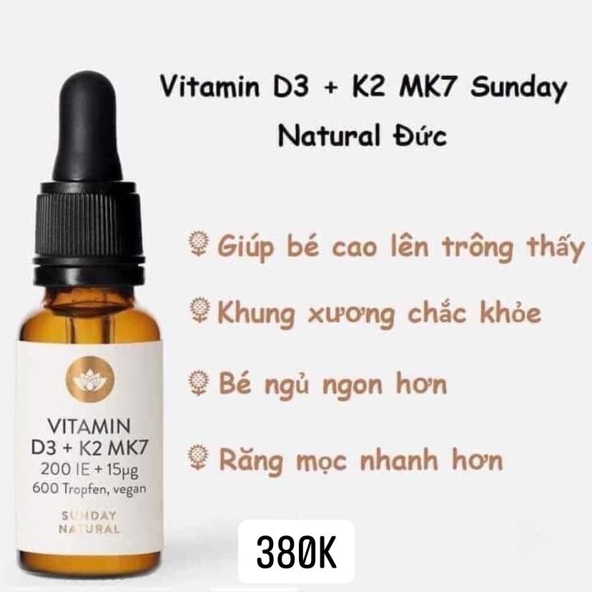Vitamin D3K2 MK7 Sunday Natural 20ml Đức Date Xa