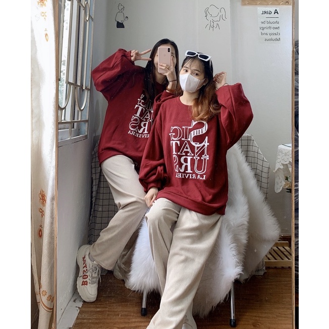 [Ảnh thật/Video] Set bộ Saturday Hàn Quốc gồm áo hoodie đỏ và quần nhung tăm ống rộng